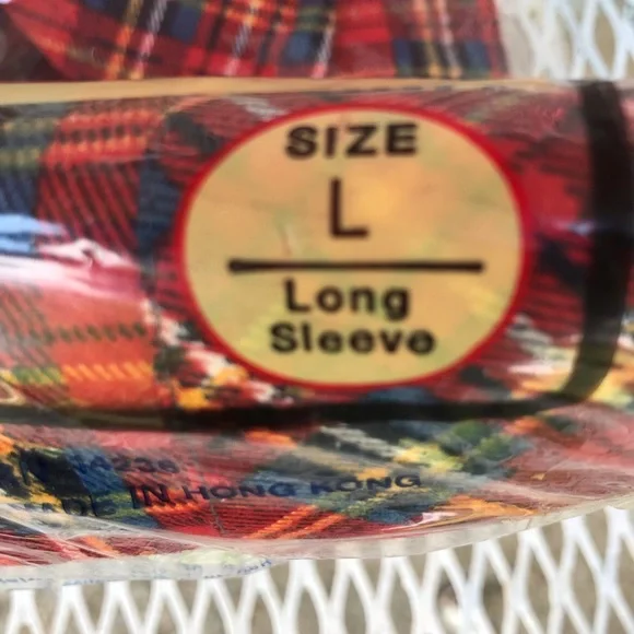 Mens vintage flannel shirt large plaid red blue gold 1970s new old stock - Picture 4 of 6